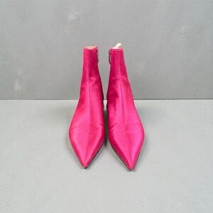 Zara Fuchsia Satin Ankle Booties